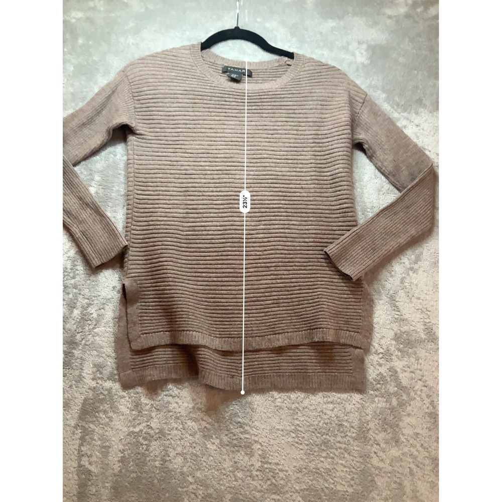Tahari Womens Merino Wool Blend Ribbed Back Button Sweater Tan Brown XS - Picture 5 of 9